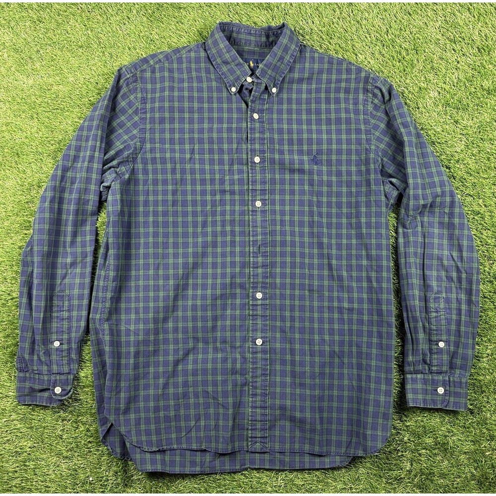 Polo Ralph Lauren Plaid Button Down Shirt Men’s Large Navy Green Classic Preppy